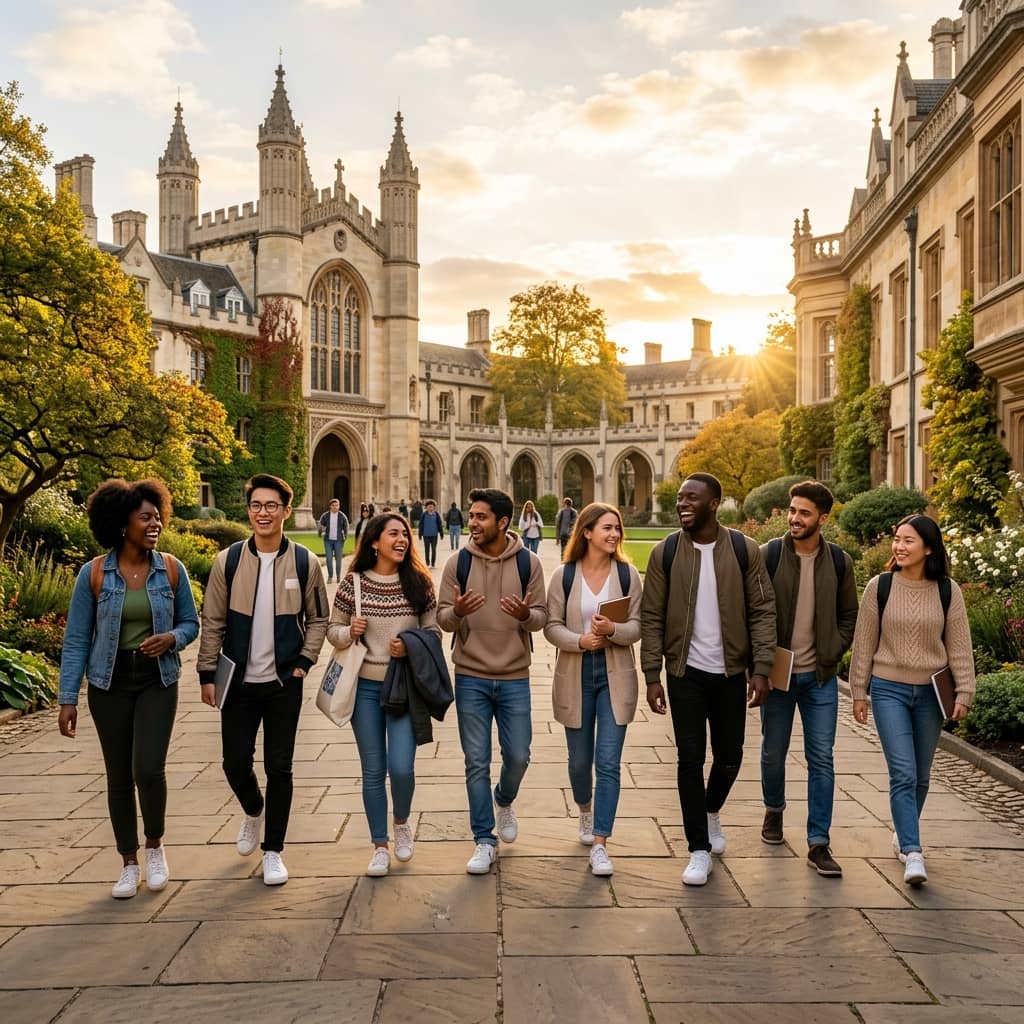 International students on a university campus
